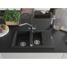 Mexen Gaspar chiuvetă de bucătărie din granit cu 1,5 compartimente, cu scurgător și baterie Duo, negru - 6507-77-671701-07