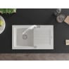 Mexen Pablo chiuvetă de granit cu o singură cuvă cu picurător și baterie de bucătărie Duo, alb - 6510-20-671701-02