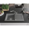 Mexen Pablo chiuvetă granit 1-cameră cu scurgător și baterie de bucătărie Duo, gri - 6510-71-671701-07