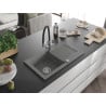 Mexen Pablo chiuvetă granit 1-cameră cu scurgător și baterie de bucătărie Duo, gri - 6510-71-671701-07