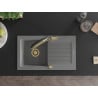 Mexen Pablo chiuvetă de granit cu un compartiment, cu picurător și baterie de bucătărie Duo, Gri - 6510-71-671701-57-G