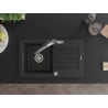 Mexen Pablo chiuveta granit 1-cameră cu scurgător și baterie bucătărie Duo, negru/argintiu metalic - 6510-73-671701-07