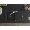 Mexen Pablo chiuvetă de granit cu o cuvă, cu scurgător și baterie de bucătărie Duo, negru/argintiu metalic - 6510-73-671701-07-?