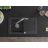Mexen Pablo chiuvetă de bucătărie din granit cu 1 cuvă și scurgător și baterie Duo, neagră cu picățele - 6510-76-671701-07