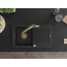 Mexen Pablo chiuvetă de granit cu 1 cuvă cu scurgător și baterie de bucătărie Duo, negru - 6510-77-671701-57-G
