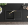 Mexen Pablo chiuvetă din granit cu o singură cuvă, scurgător și baterie de bucătărie Duo, negru - 6510-77-671701-57-B