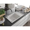 Mexen Elias chiuvetă granit 1-cu o cameră cu scurgător și robinet de bucătărie Duo, alb - 6511-20-671701-07