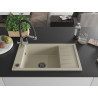Mexen Elias chiuvetă de bucătărie din granit cu 1 compartiment, cu scurgător și baterie Duo, bej - 6511-69-671701-07-B