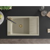 Mexen Elias chiuvetă de granit cu o cuvă și scurgător și baterie de bucătărie Duo, bej - 6511-69-671701-57-G