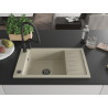Mexen Elias chiuvetă de bucătărie din granit cu 1 cuvă, cu scurgere și baterie Duo, bej - 6511-69-671701-70-B