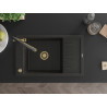 Mexen Elias chiuvetă de granit cu 1 cameră cu scurgător și baterie de bucătărie Duo, negru/auriu metalizat