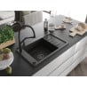 Mexen Elias chiuvetă de granit cu 1 compartiment cu scurgător și baterie de bucătărie Duo, negru/auriu metalic - 6511-75-671701?