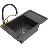Mexen Elias chiuvetă de granit cu 1 compartiment cu scurgător și baterie de bucătărie Duo, negru cu pete