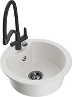 Mexen Diego 1 rekeszes gránit mosogató Duo konyhai csapteleppel, fehér - 6512-20-671701-70-B