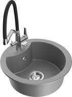 Mexen Diego egymedencés gránit mosogató Duo konyhai csapteleppel, szürke - 6512-71-671701-07