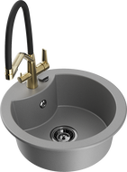 Mexen Diego egymedencés gránit mosogató konyhai csapteleppel Duo, szürke - 6512-71-671701-57-B