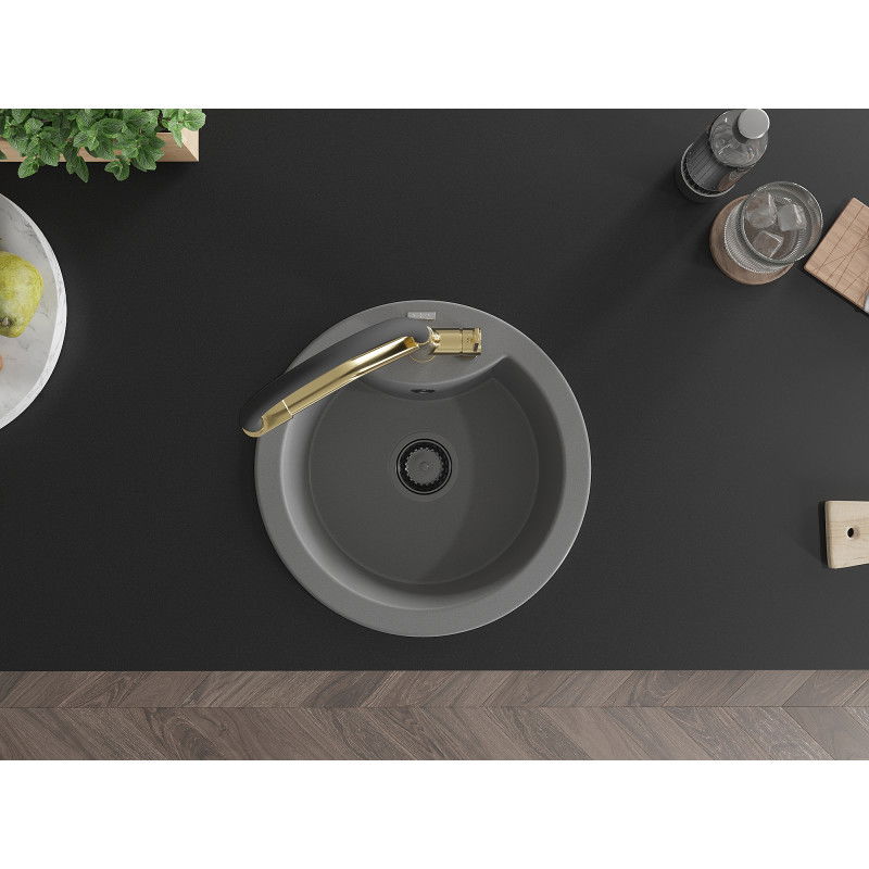 Mexen Diego egymedencés gránit mosogató konyhai csapteleppel Duo, szürke - 6512-71-671701-57-B