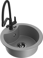 Mexen Diego egymedencés gránit mosogató konyhai csapteleppel Duo, szürke - 6512-71-671701-70-B