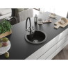 Mexen Diego chiuvetă din granit cu 1 compartiment și baterie de bucătărie Duo, negru/auriu metalizat - 6512-75-671701-07