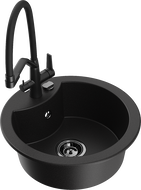 Mexen Diego 1-kamrás gránit mosogató Duo konyhai csapteleppel, fekete - 6512-77-671701-70-B