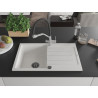 Mexen Bruno Chiuvetă de granit cu 1 cuvă cu scurgător și baterie de bucătărie Duo, albă - 6513-20-671701-07-B
