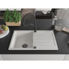 Mexen Bruno chiuvetă de granit cu 1 cuvă, cu scurgător și baterie Duo, alb - 6513-20-671701-70-B