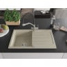 Mexen Bruno chiuvetă de granit cu un compartiment, cu picurător și baterie de bucătărie Duo, Bej - 6513-69-671701-07