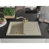 Mexen Bruno chiuvetă de granit cu 1 compartiment cu scurgător și baterie de bucătărie Duo, bej - 6513-69-671701-57-G