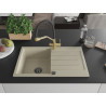 Mexen Bruno chiuvetă de bucătărie din granit cu 1 compartiment, cu scurgător și baterie Duo, bej - 6513-69-671701-57-B