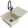 Mexen Bruno chiuvetă de bucătărie din granit cu 1 cuvă și scurgător și baterie Duo, bej - 6513-69-671701-70-B