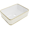Mexen Catia chiuvetă de blat 48 x 37 cm, albă/aurie model carouri - 21314809