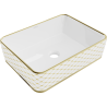 Mexen Catia lavoar de sine stătător 48 x 37 cm, alb/auriu model tablă de șah - 21314809