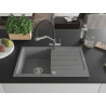 Mexen Bruno chiuvetă de bucătărie din granit cu 1 compartiment cu scurgător și baterie Duo, gri - 6513-71-671701-07