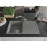 Mexen Bruno chiuvetă de granit cu 1 compartiment cu scurgător și baterie de bucătărie Duo, gri - 6513-71-671701-07