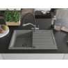 Mexen Bruno chiuvetă de granit cu 1 compartiment și scurgător și baterie de bucătărie Duo, gri - 6513-71-671701-07-B