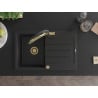 Mexen Bruno chiuvetă de granit cu 1 compartiment cu scurgător și baterie de bucătărie Duo, negru/metalizat argintiu