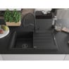 Mexen Bruno chiuvetă de granit cu 1 compartiment cu picurător și baterie de bucătărie Duo, negru/argintiu metalizat - 6513-73-6?