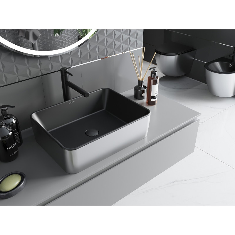 Mexen Catia chiuvetă de blat 48 x 37 cm, negru mat/argintiu - 21314874