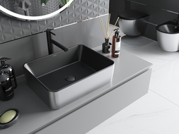 Mexen Catia chiuvetă pe blat 48 x 37 cm, Negru mat/argintie - 21314874