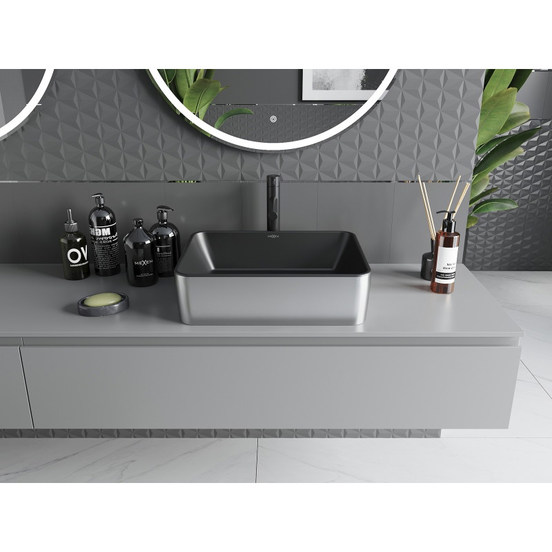 Mexen Catia chiuvetă de blat 48 x 37 cm, negru mat/argintiu - 21314874