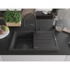 Mexen Bruno chiuvetă de bucătărie din granit cu 1 compartiment și picurător și baterie Duo, negru cu pete - 6513-76-671701-70-B