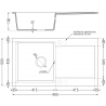 Mexen Leo chiuvetă din granit cu 1 compartiment cu picurător 900 x 500 mm, Gri - 6501901010-71