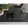 Mexen Bruno chiuvetă de granit cu 1 compartiment cu scurgător și robinet de bucătărie Duo, negru - 6513-77-671701-70-B