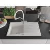 Mexen Cesar chiuvetă de granit cu 1 compartiment, cu scurgător și baterie de bucătărie Duo, alb - 6514-20-671701-02