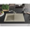 Mexen Cesar chiuvetă de granit cu un compartiment, cu picurător și baterie de bucătărie Duo, Bej - 6514-69-671701-07