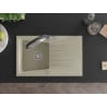 Mexen Cesar chiuvetă de granit cu un compartiment, cu picurător și baterie de bucătărie Duo, Bej - 6514-69-671701-07