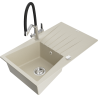 Mexen Cesar 1-medencés gránit mosogató lefolyóval és Duo konyhai csappal, bézs - 6514-69-671701-07