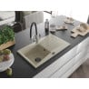 Mexen Cesar chiuvetă de granit cu 1 compartiment, cu scurgător și baterie de bucătărie Duo, bej - 6514-69-671701-07-B