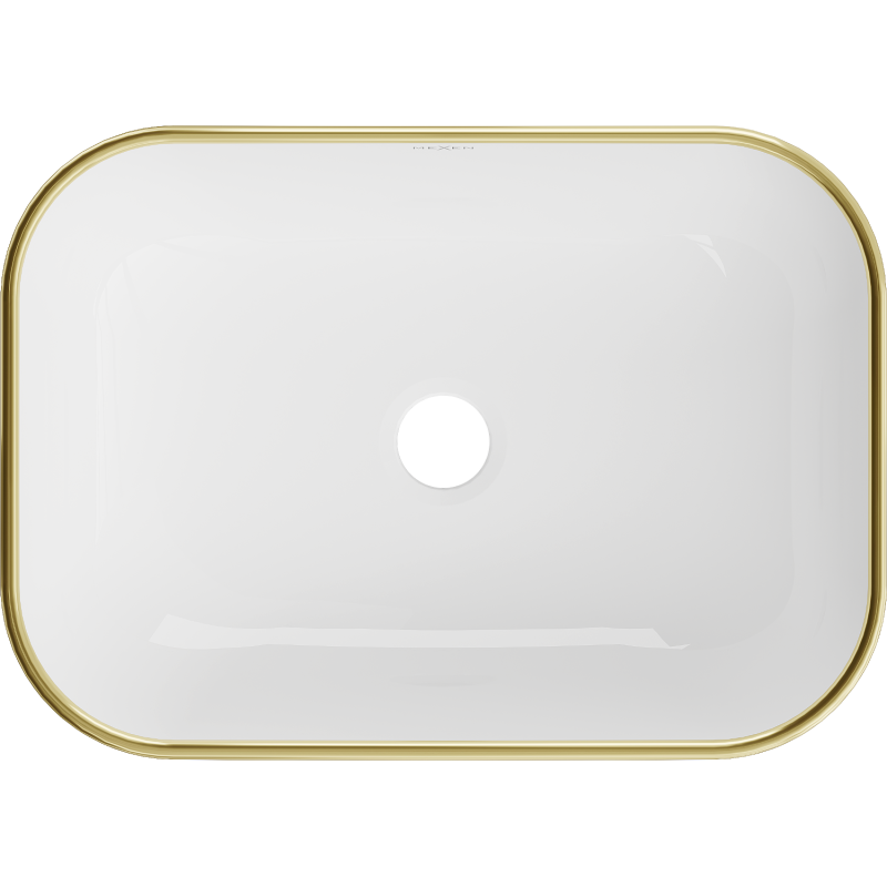 Mexen Rita pultra szerelhető mosdó 45 x 32 cm, fehér/arany rács minta - 21084509