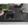Mexen Cesar chiuvetă din granit cu 1 bazin cu scurgător și baterie Duo, negru cu pete - 6514-76-671701-07